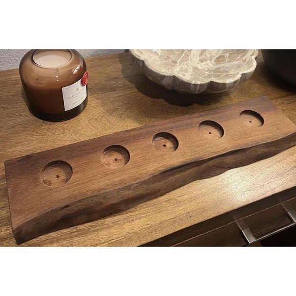 Handcrafted Live Edge Tea Light Candle Holder Rustic Farmhouse Decor Holiday - Picture 1 of 5